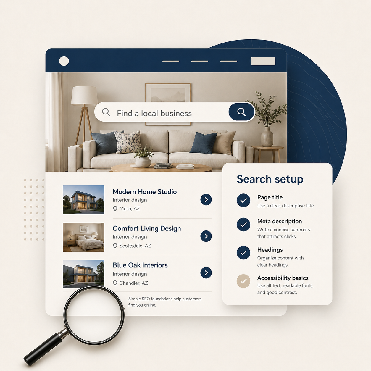 Search setup website preview